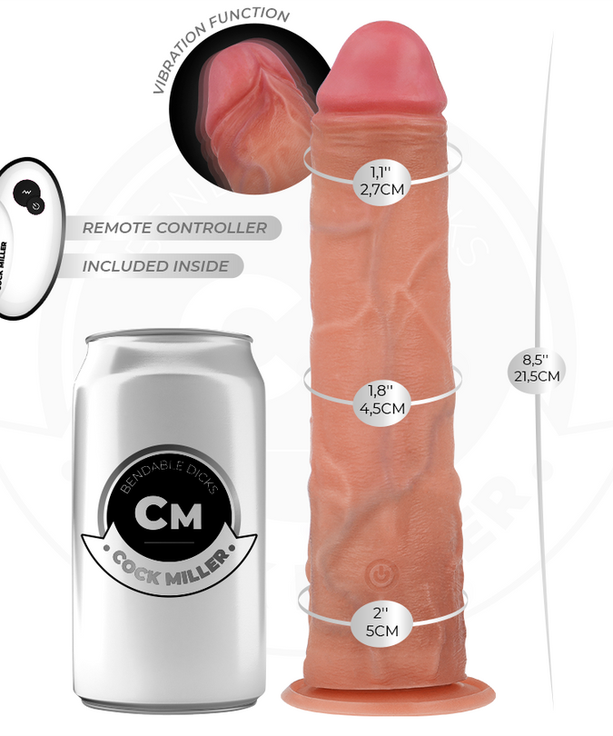 Cock Miller – Realistic Dildo With Suction Cup And Vibration With Remote Control 21.5 Cm