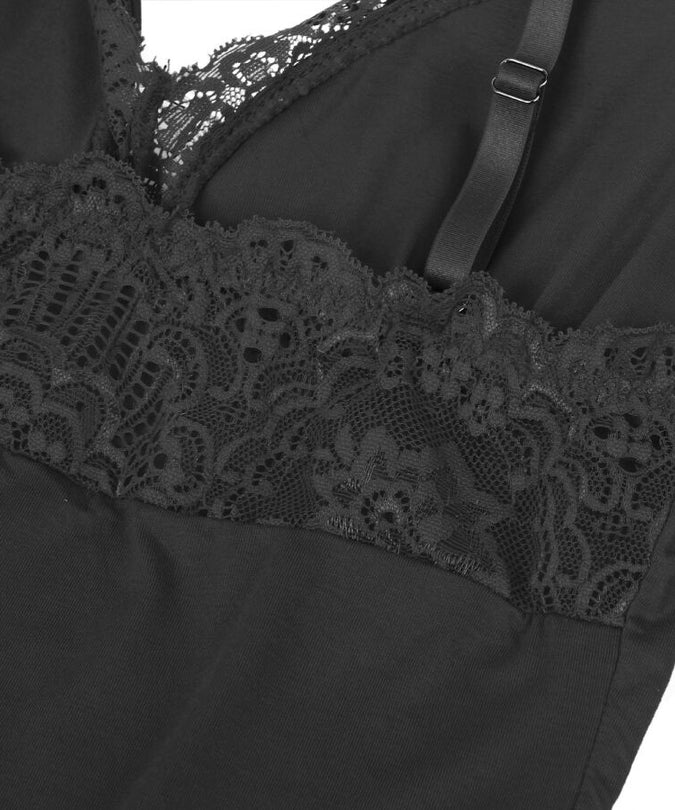 Subblime – Zwart teddy met bloemenkantdetail L/xl