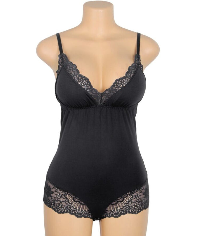 Subblime – Zwart teddy met bloemenkantdetail L/xl