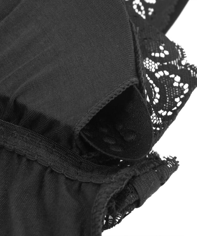 Subblime – Zwart teddy met bloemenkantdetail L/xl