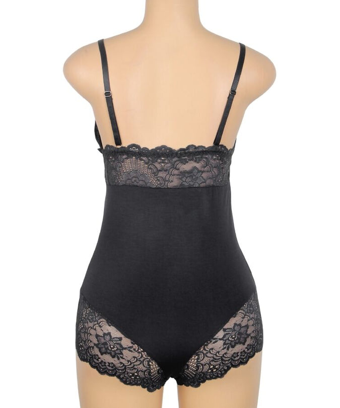 Subblime – Zwart teddy met bloemenkantdetail L/xl