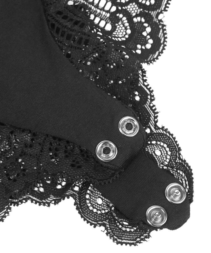 Subblime – Zwart teddy met bloemenkantdetail L/xl