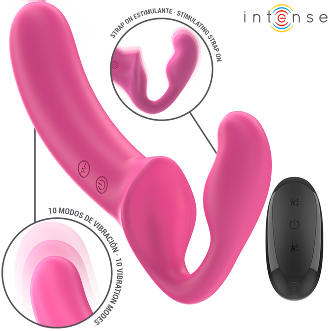 Intense – Amy Dubbele Vibrator 20 cm Roze Met Afstandsbediening