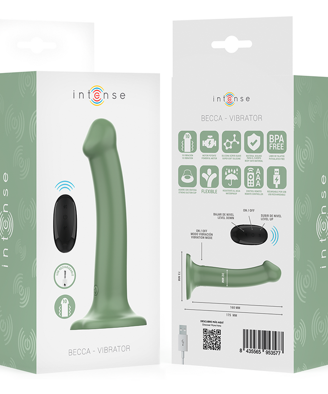 Intense – Becca Vibrator mit Saugnapf 10 Vibrationen Grün Fernbedienung