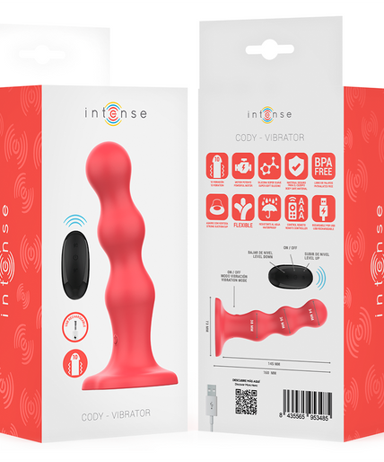 Intense – Cody Vibrator mit Saugnapf Rot Fernbedienung Intense – Cody Vibrator mit Saugnapf Rot Fernbedienung