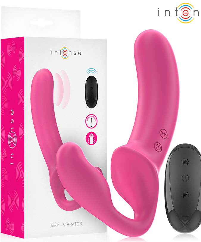 Intense – Amy Dubbele Vibrator 20 cm Roze Met Afstandsbediening