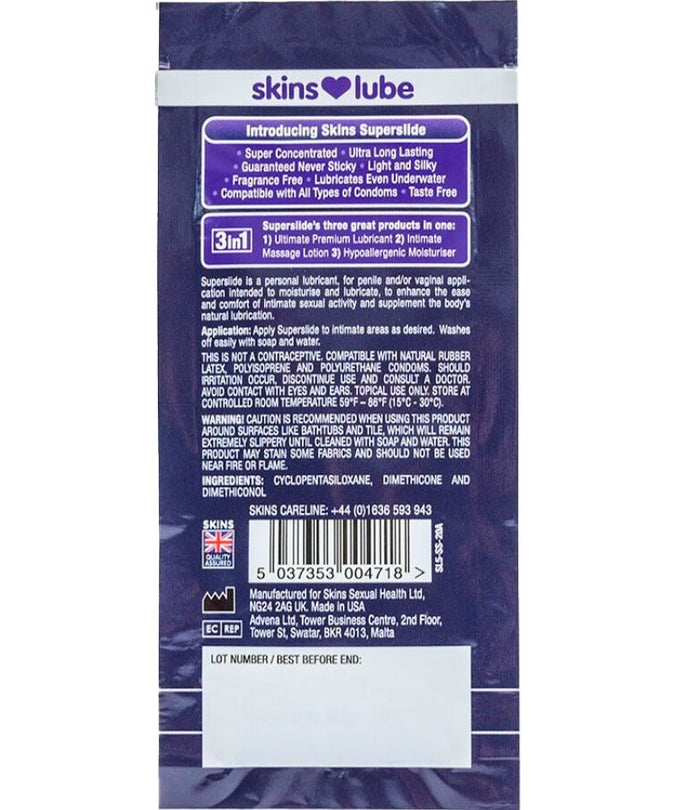 Skins – Superslide Silikonbasiertes Gleitmittel Einzeldosis 5 Ml
