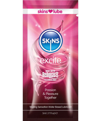 Skins – Excite Water – Based Lubricant Single – Dose 5 Ml Skins – Excite Water – Based Lubricant Single – Dose 5 Ml