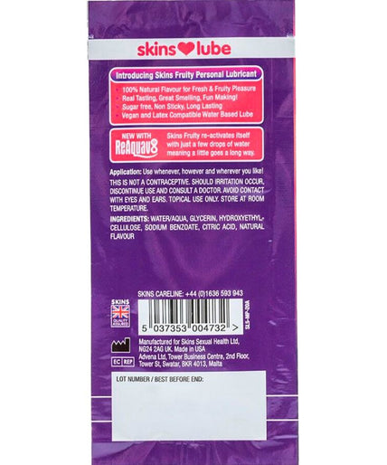 Skins – Fruity Water – Wasserbasiertes Gleitmittel Mango & Passionsfrucht Einzeldosis 5 ml Skins – Fruity Water – Wasserbasiertes Gleitmittel Mango & Passionsfrucht Einzeldosis 5 ml