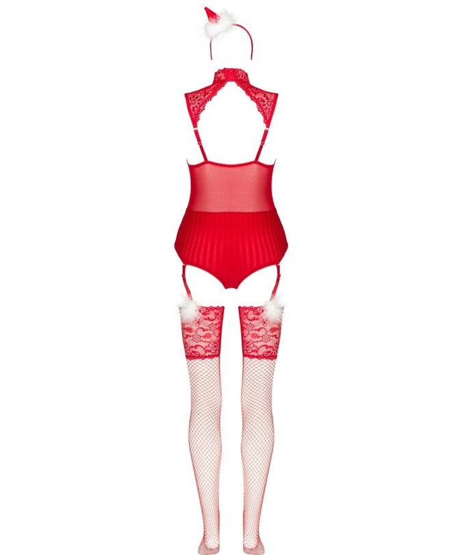 Livco Corsetti Fashion – Limpid Snowflakes Lc 90604 Body + Stockings + Christmas Headband S/m