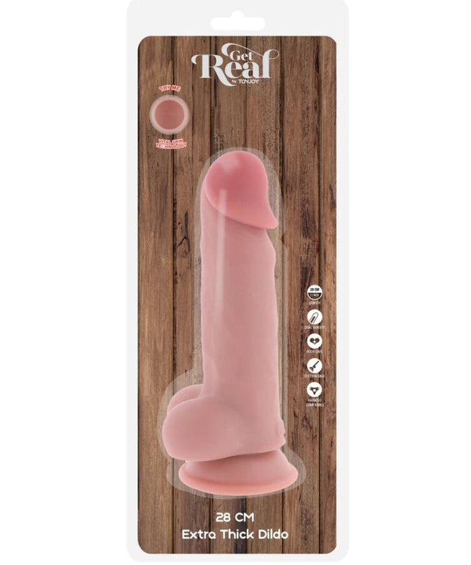 Pleasurements – Get Real – Deluxe Realistischer Penis mit Hoden Extra Dick 28 Cm