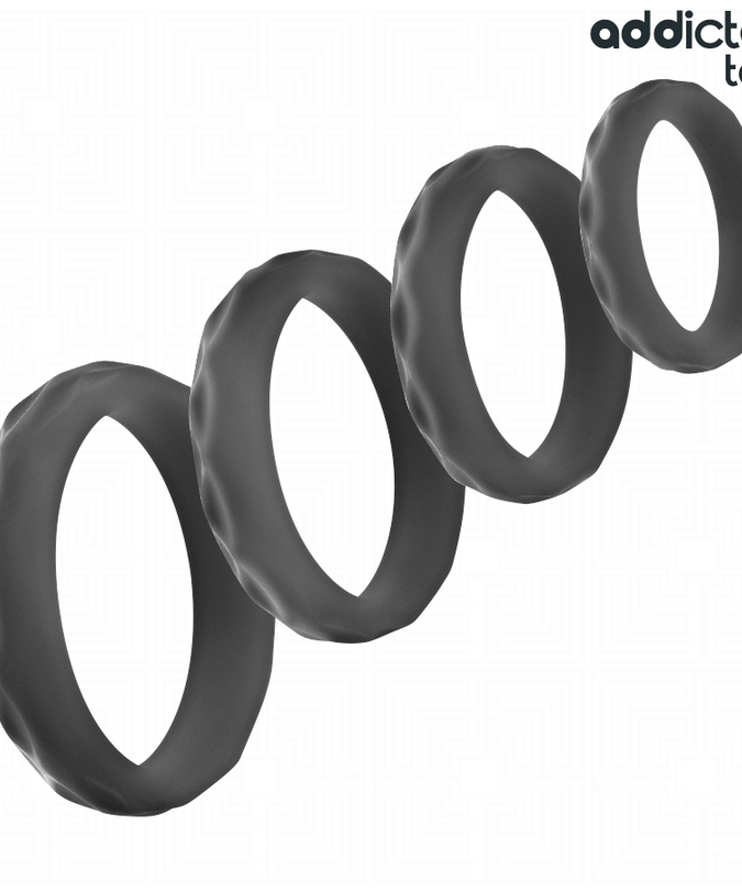Addicted Toys – Texturiertes Cockring-Set in 4 Größen