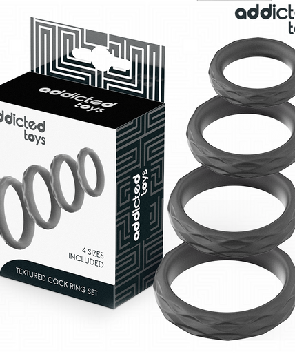 Addicted Toys – Texturiertes Cockring-Set in 4 Größen Addicted Toys – Texturiertes Cockring-Set in 4 Größen