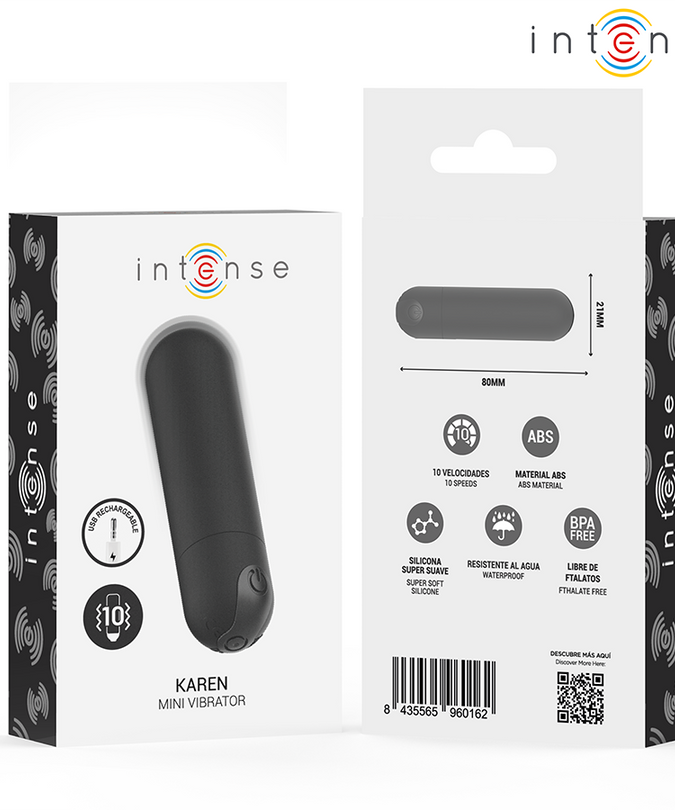 Intense – Karen Mini Wiederaufladbarer Vibrationsbullet Schwarz