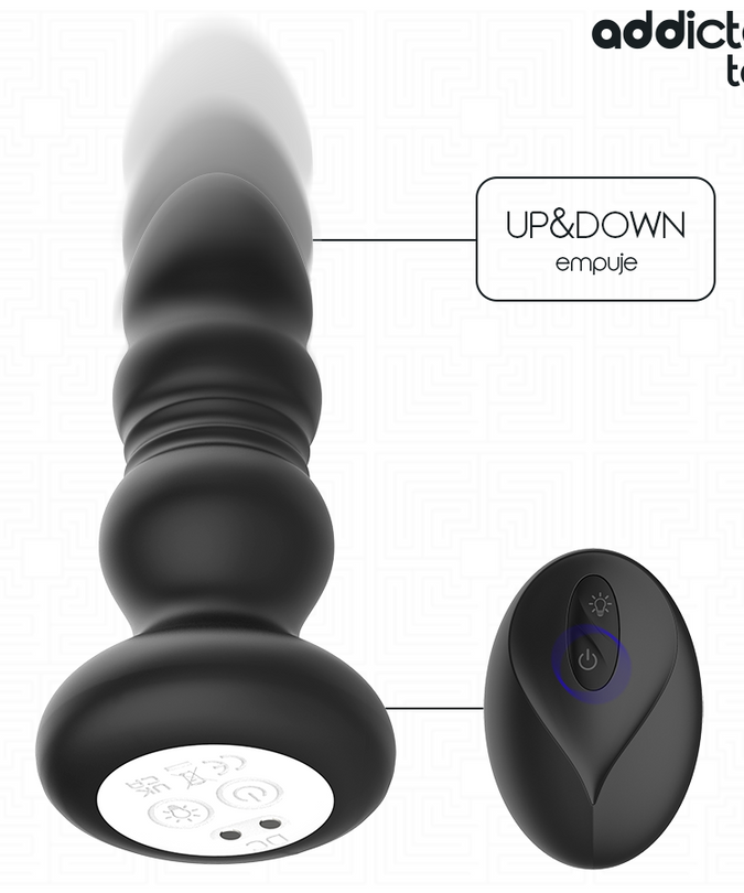 Addicted Toys – Thrusting Vibrating Anal Plug, Led Light Remote Control