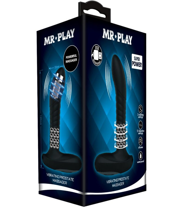 Pleasurements – Mr Play – Rotierender & Vibrierender Prostatamassager mit Fernbedienung – Schwarz