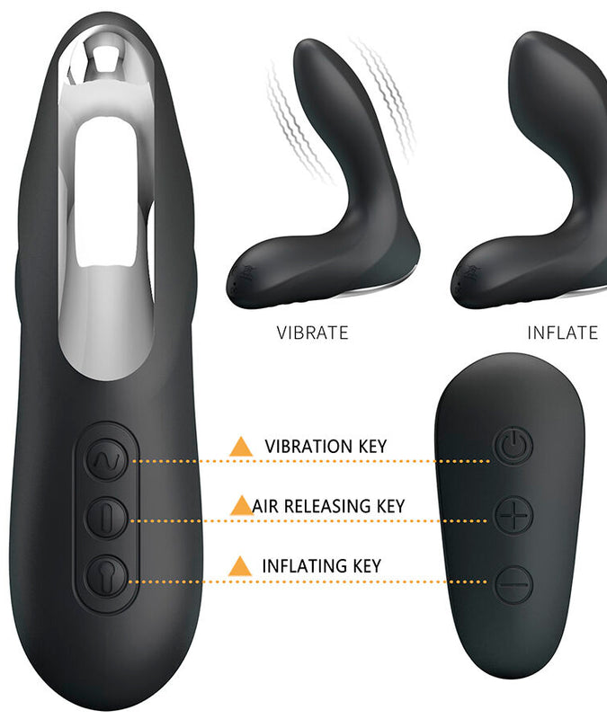 Pleasurements – Mr Play – Aufblasbarer Prostatamassager mit Vibration & Fernbedienung – Schwarz