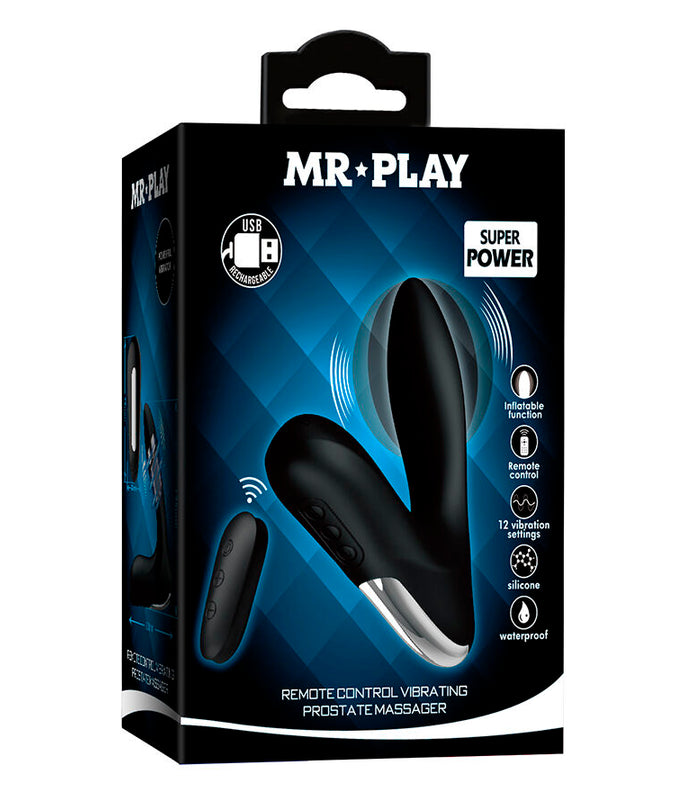 Pleasurements – Mr Play – Aufblasbarer Prostatamassager mit Vibration & Fernbedienung – Schwarz