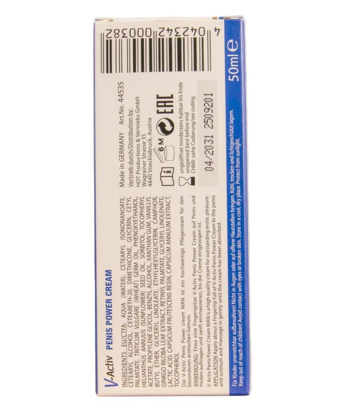 Hot – V – Activ Penis Power Creme für Männer 50 ml