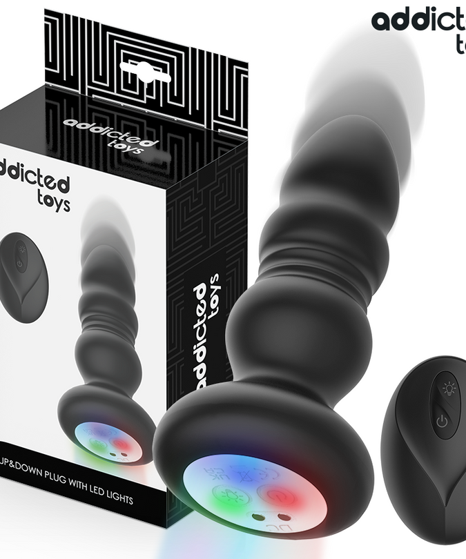 Addicted Toys – Thrusting Vibrating Anal Plug, Led Light Remote Control
