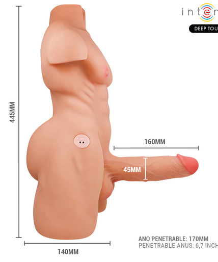 Intensiver Tiefenreiz – Marty Torso mit Anus und realistischem Dildo mit Stoß- und Vibrationsfunktion, Fernbedienung, 6,2 kg Intensiver Tiefenreiz – Marty Torso mit Anus und realistischem Dildo mit Stoß- und Vibrationsfunktion, Fernbedienung, 6,2 kg
