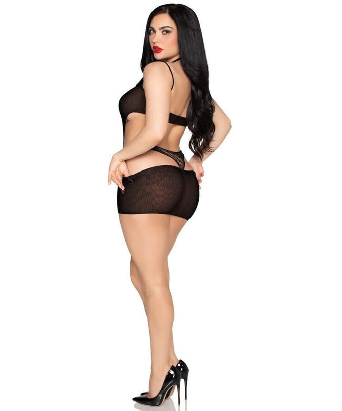 Leg Avenue – 81680 Opaque Mini Dress And Halter Teddy Black – One Size