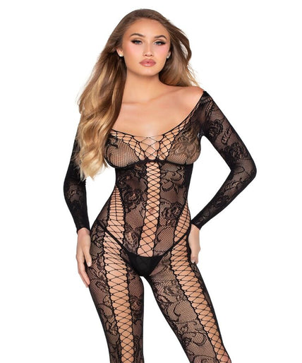 Leg Avenue – 89369 Netz- & Spitzen-Jumpsuit Schwarz – Einheitsgröße Leg Avenue – 89369 Netz- & Spitzen-Jumpsuit Schwarz – Einheitsgröße