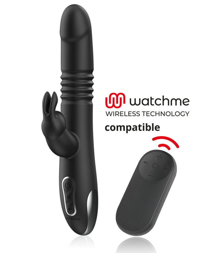 Black&silver – Kenji Up & Down Rabbit Vibrator + Watchme Fernbedienung