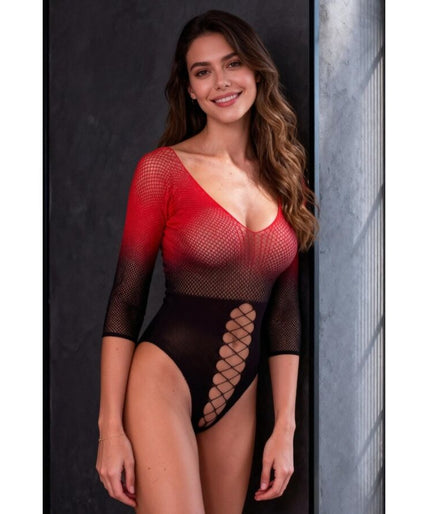 Passion – Bs118 Schwarzer und roter Mesh-Bodystocking Passion – Bs118 Schwarzer und roter Mesh-Bodystocking