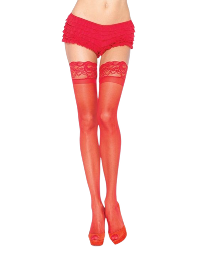 Leg Avenue – Rote Strumpfhose mit selbstklebender Spitze Leg Avenue – Rote Strumpfhose mit selbstklebender Spitze