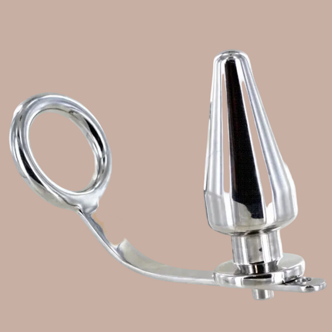 Metal Hard – Ring mit Analplug – 80 x 55mm – Edelstahl