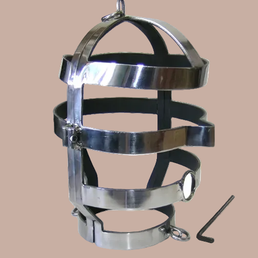 Metal Hard – BDSM Maske mit Stahlhalsband – Edelstahl