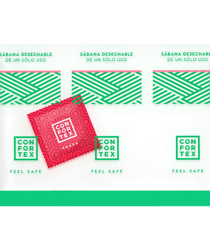 Confortex – Disposable Hygienic Sheets, Individual Bag + Strawberry Condom Confortex – Disposable Hygienic Sheets, Individual Bag + Strawberry Condom