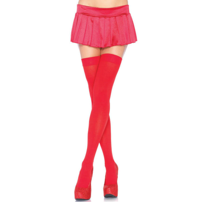 Leg Avenue – Nylon Oberschenkelstrümpfe Rot