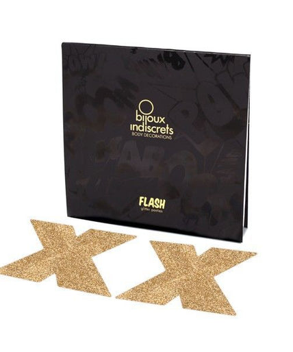 Bijoux – Indiscrets Flash Cross Gold Brustwarzenabdeckungen Bijoux – Indiscrets Flash Cross Gold Brustwarzenabdeckungen