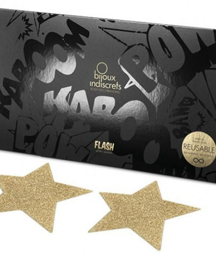 Bijoux – Indiscrets Flash Goldene Stern Brustwarzenabdeckungen Bijoux – Indiscrets Flash Goldene Stern Brustwarzenabdeckungen