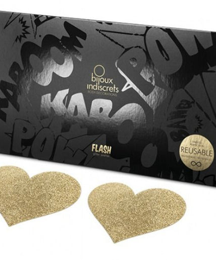 Bijoux – Indiscrets Flash Goldenes Herz Brustwarzenabdeckungen Bijoux – Indiscrets Flash Goldenes Herz Brustwarzenabdeckungen