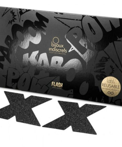 Bijoux – Indiscrets Flash Cross Schwarze Brustwarzenabdeckungen Bijoux – Indiscrets Flash Cross Schwarze Brustwarzenabdeckungen