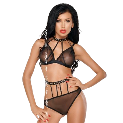Me-Seduce – Dotty Set Two Pieces Black S/m