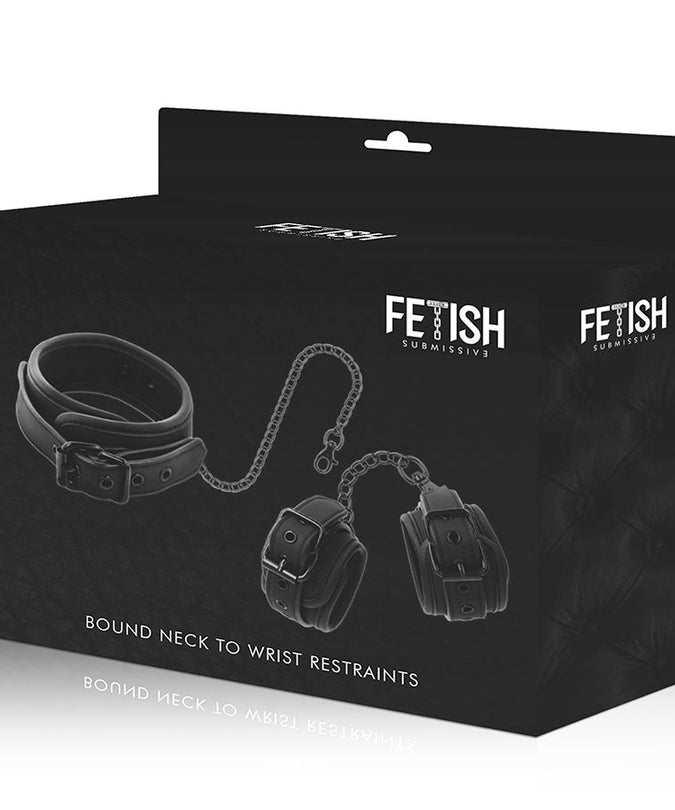 Fetish Submissive – Vegane Leder-Halskette und Handschellen mit Nopren-Futter