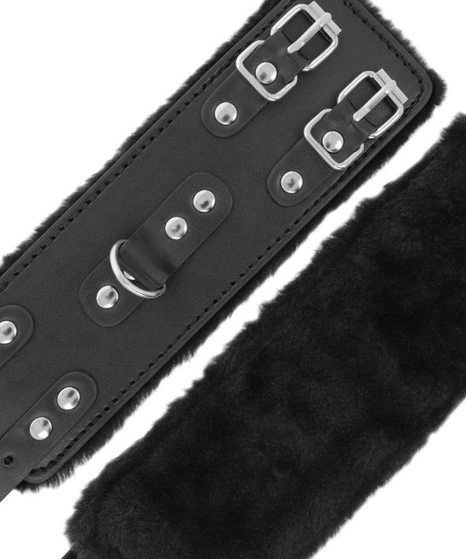 Darkness – Black Adjustable Leather Handcuffs with Lining