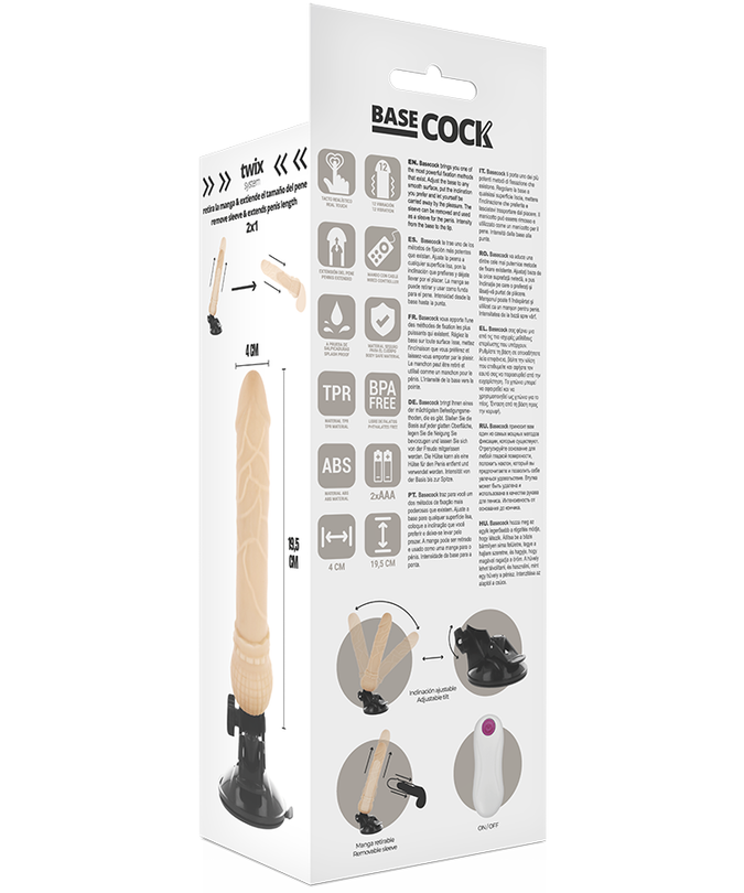 Basecock – Realistic Vibrator Remote Control Flesh 19.5 Cm -O- 4 Cm