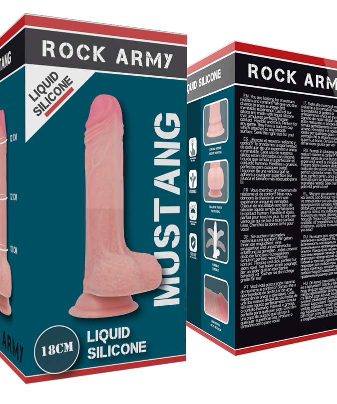 Pleasurements – Rockarmy – Flüssiger Silikonkern Mustang Realistischer Dildo 18 cm
