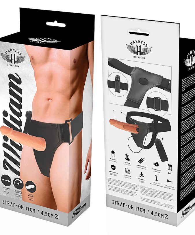 Anziehungsgeschirr – Willian Hollow Rnes mit Vibrator 17 cm – O – 4,5 cm