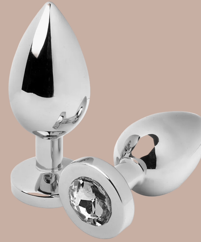 Metal Hard – Analplug Diamond Transparent Mittel 7,62cm – Edelstahl