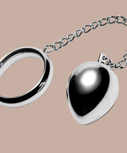 Metal Hard – Cockring 40mm met ketting en metalen bal Metal Hard – Cockring 40mm met ketting en metalen bal