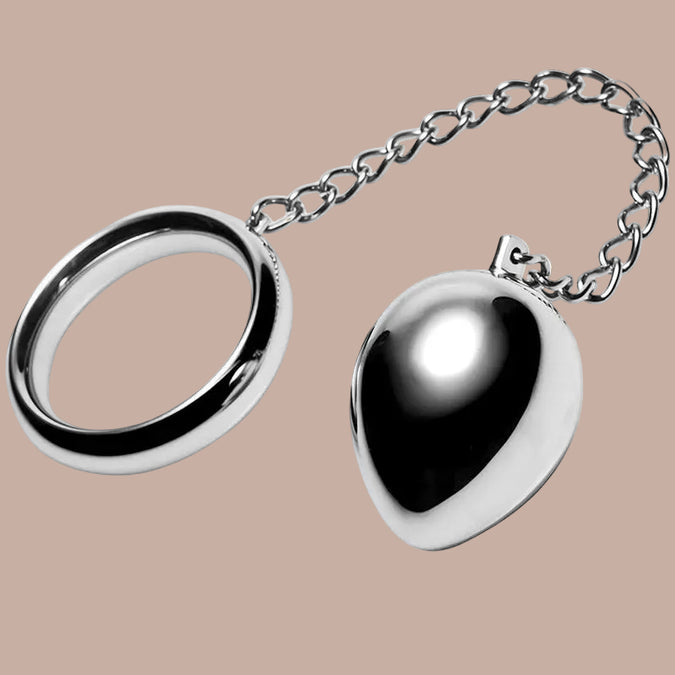Metal Hard – Penisring 45mm mit Kette & Metallkugel – Edelstahl