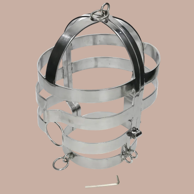 Metal Hard – BDSM Maske mit Stahlhalsband – Edelstahl