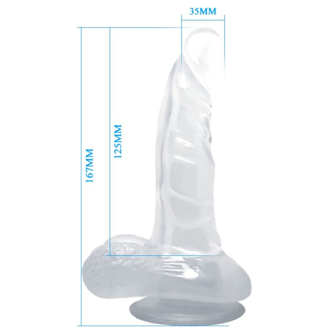 Baile – Realistische dildo met zuignap en testikels 16,7 cm transparant