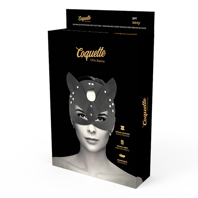 Coquette Chic Desire – Vegane Leder Maske mit Bunny Ohren